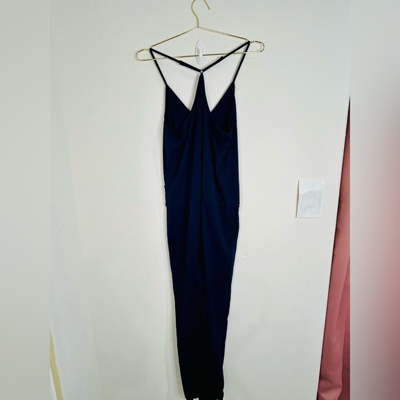 Women’s Blue Sleeveless Jumpsuit Size Large Soft Casual Drawstring Waist Stretch - Picture 9 of 12